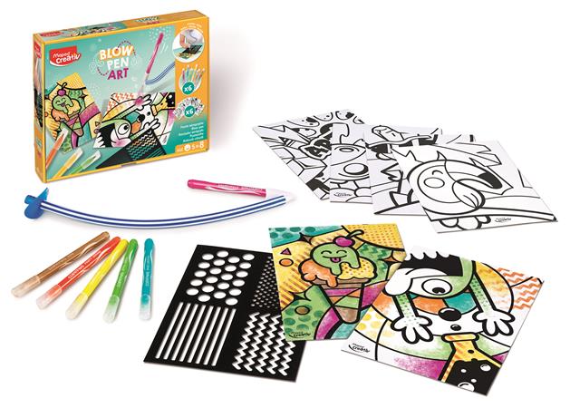 Fújós filctoll készlet, MAPED CREATIV, "Blow pen Art", csíkozás